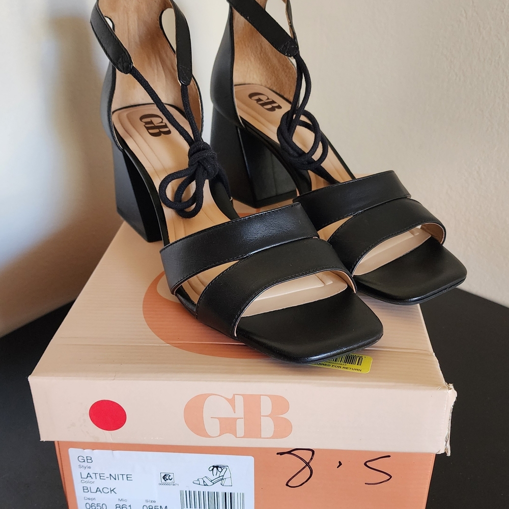 Gianni Bini Black Strappy Block Heels